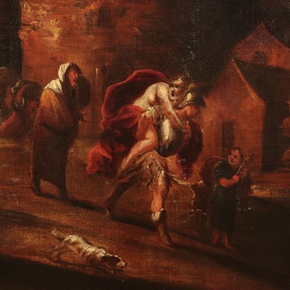 Enea's escape from Troy, Oil on Canvas, 17th Century