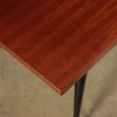 Table Mahogany Veneer and Metallic Enamelled Italy 1960s