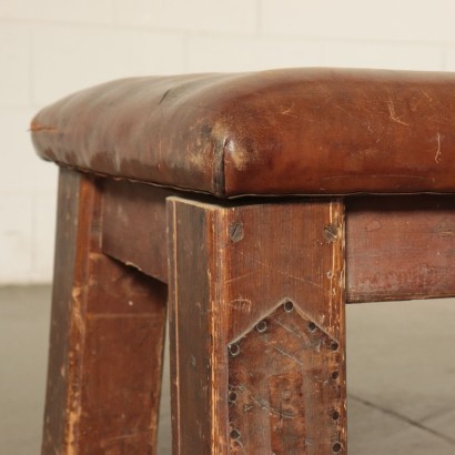 Gymnastic Bench, Wood and Leather, Italy 1960s