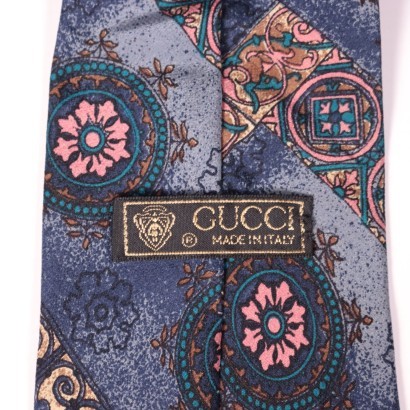 Vintage Gucci Tie with Geometrical Printing Silk Italy 20th Century