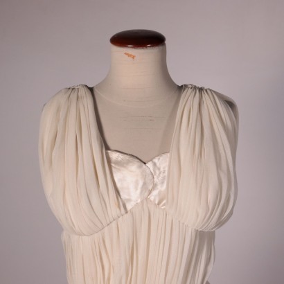 Vintage White Cream Cocktail Dress Silk Milan 1950s-1960s