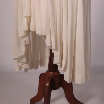 Vintage White Cream Cocktail Dress Silk Milan 1950s-1960s