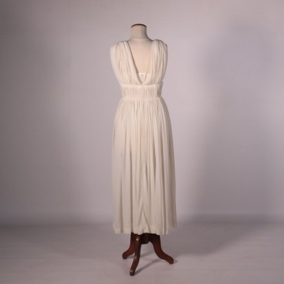 Vintage White Cream Cocktail Dress Silk Milan 1950s-1960s