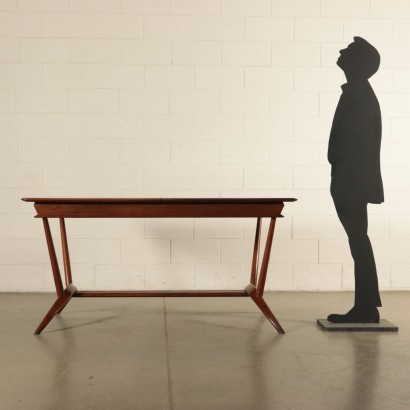 Table, Beech and Mahogany Veneer, Italy 1950s Italian Prodution