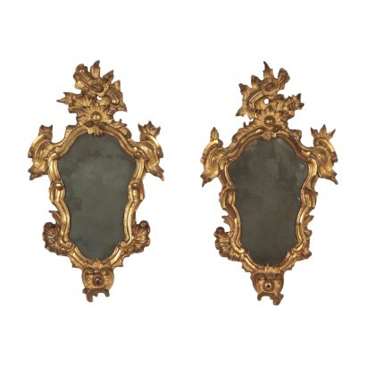 Pair of Barocchetto Style Frames Mercury Mirrors Italy 18th Century