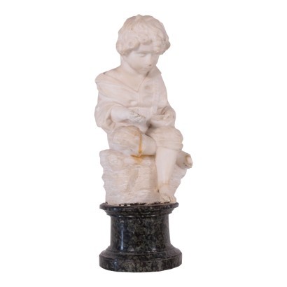 Marble Sculpture of a Child with a Cap Italy 19th Century