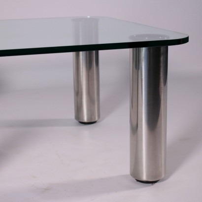 Small Table Chromed Metal Glass Italy 1960s-1970s Italian Prodution