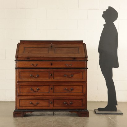 Drop-Leaf Secretaire, Walnut, Italy 18th Century