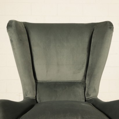 Armchair, Wood Feathers Velvet Spring and Foam 1950s