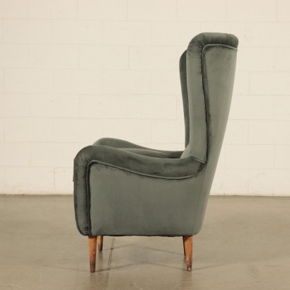 Armchair, Wood Feathers Velvet Spring and Foam 1950s