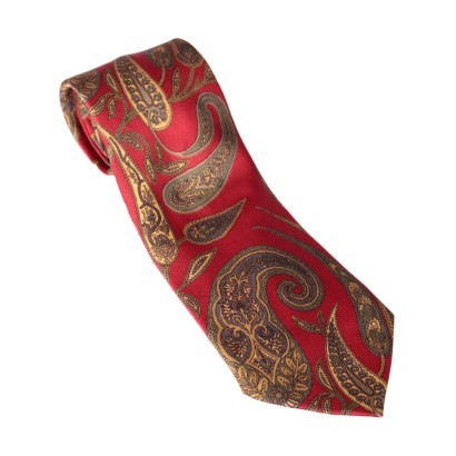 Vintage Gucci Red Tie with Cachemire Drawings Silk Italy1980s