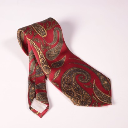 Vintage Gucci Red Tie with Cachemire Drawings Silk Italy1980s