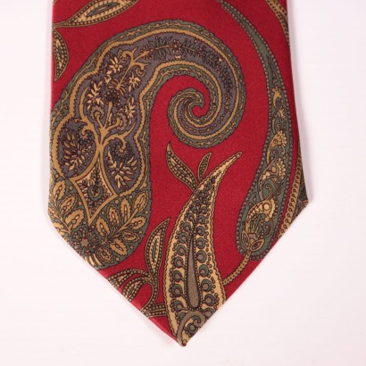 Vintage Gucci Red Tie with Cachemire Drawings Silk Italy1980s