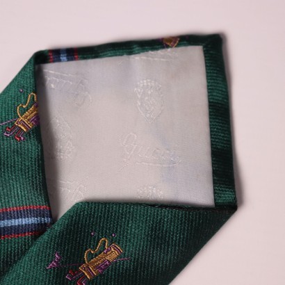 Vintage Gucci Green Silk Tie Italy