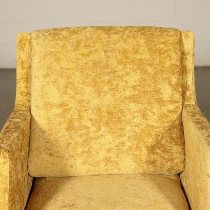 Armchairs, Foam Velvet Wood and Brass, Italy 1930s-1940s