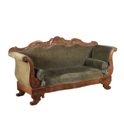 Louis Philippe Boat Sofa Walnut Italy 19th Century