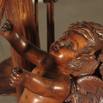 Inlaid Small Table, Swiss Pine, Italy 19th Century