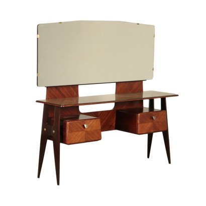 Dressing Table, Ebonized Beech Back-Treated Galss, Italy 1950s-1960s