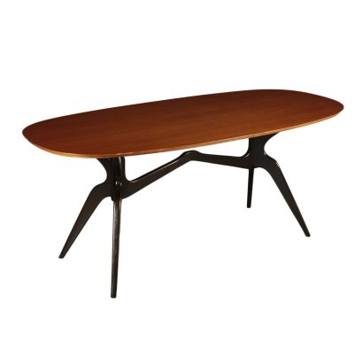 Table, Teak Veneer and Ebony Wood, Italy 1950s-1960s