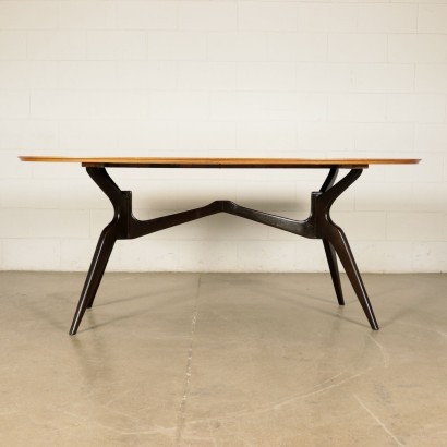 Table, Teak Veneer and Ebony Wood, Italy 1950s-1960s