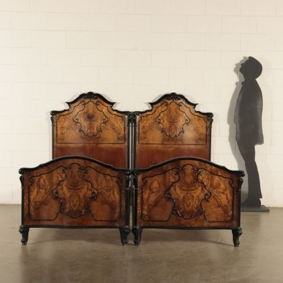 Bed Barocchetto Burr Walnut Italy Early 20th Century