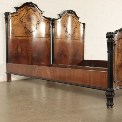 Bed Barocchetto Burr Walnut Italy Early 20th Century