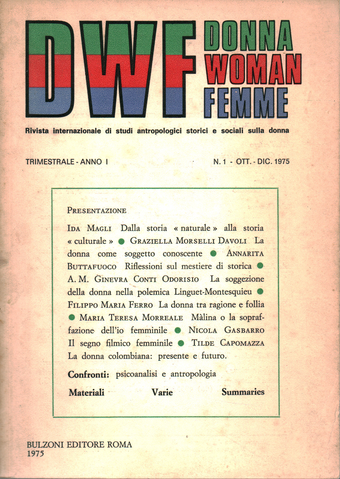 DWF Donna Woman Femme, AA. VV.