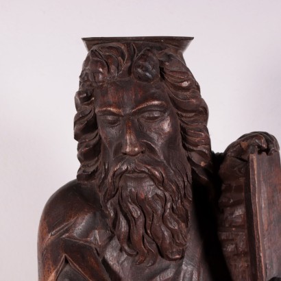 Wooden Sculpture Of Moses Sessile Oak Italy Late '800