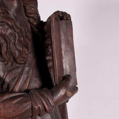 Wooden Sculpture Of Moses Sessile Oak Italy Late '800