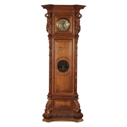 Neo-Renaissance Pendulum Clock, Walnut, Italy 20th Century