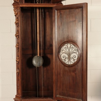 Neo-Renaissance Pendulum Clock, Walnut, Italy 20th Century