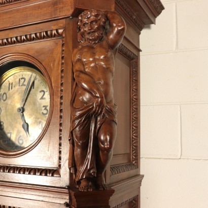 Neo-Renaissance Pendulum Clock, Walnut, Italy 20th Century