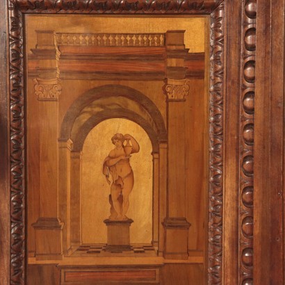 Neo-Renaissance Two-Bodies Cupboard, Walnut, Italy 20th Century
