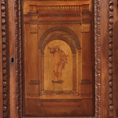 Neo-Renaissance Two-Bodies Cupboard, Walnut, Italy 20th Century