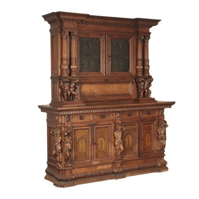 Neo-Renaissance Style Cupboard, Walnut, Italy, 20th Century