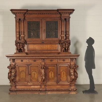 Neo-Renaissance Style Cupboard, Walnut, Italy, 20th Century