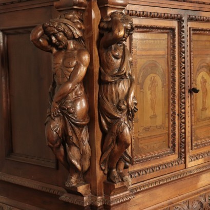 Neo-Renaissance Style Cupboard, Walnut, Italy, 20th Century