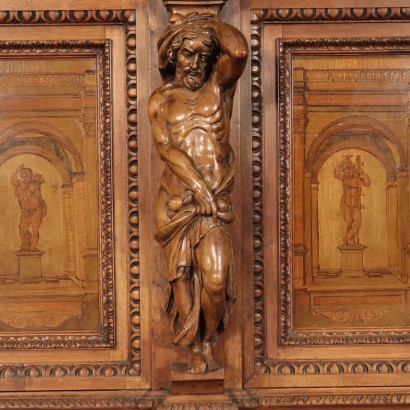 Neo-Renaissance Style Cupboard, Walnut, Italy, 20th Century