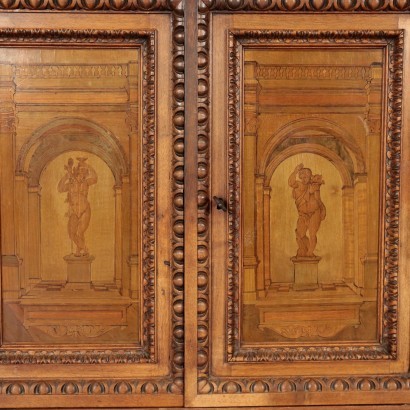 Neo-Renaissance Style Cupboard, Walnut, Italy, 20th Century