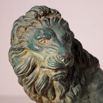 Pair Of Lions Bronze Marble Italy Mid '900