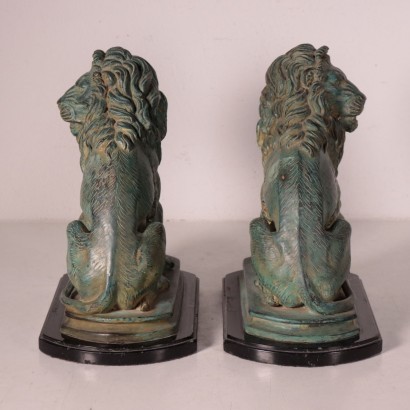 Pair Of Lions Bronze Marble Italy Mid '900