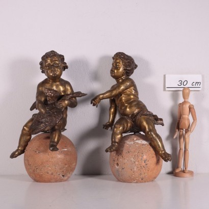 Pair of Gilded Bronze Putti taly 19th Century