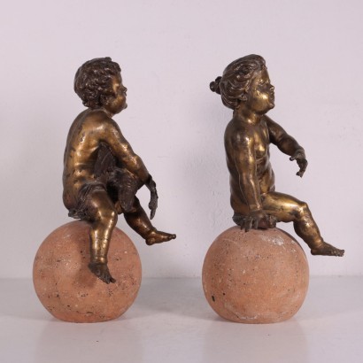 Pair of Gilded Bronze Putti taly 19th Century