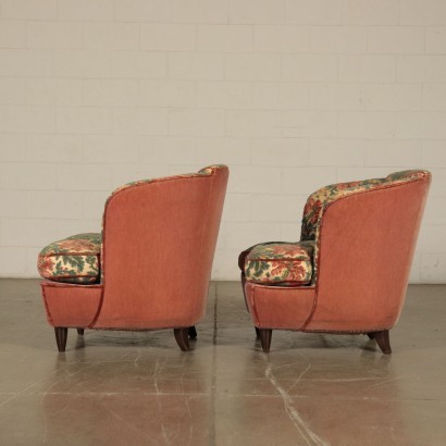 Armchairs, Springs Feather Velvet, Italy 1950s Italian Prodution