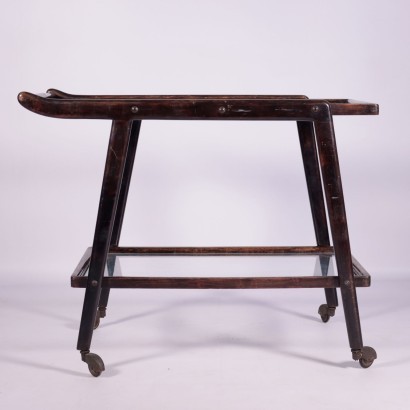 Service Cart Stained Ebony Glass Italy 1950s