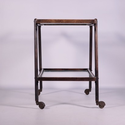 Service Cart Stained Ebony Glass Italy 1950s