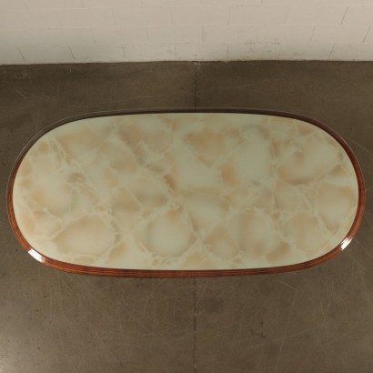 Table Veneer Wood Metal Back-Treated Glass Italy 1950s-1960s