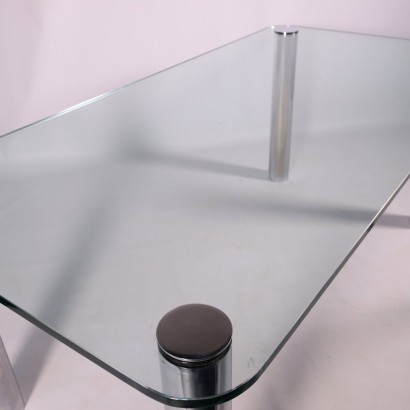 Table, Chromed Metal and Glass, Italy 1960s-1970s Italian Prodution