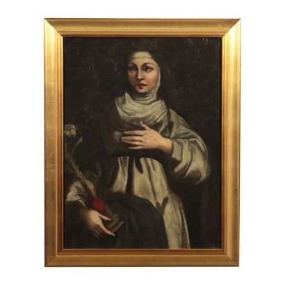 Saint Catherine Of Siena Oil On Canvas 17th Century