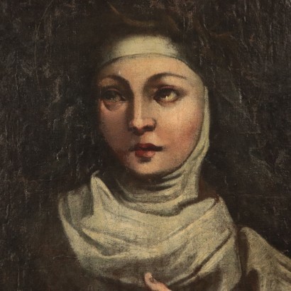 Saint Catherine Of Siena Oil On Canvas 17th Century